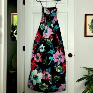 Milly Floral Black Tie Strapless Gown